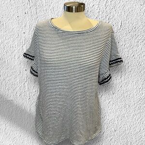 Solutions! stripe ruffle sleeve top